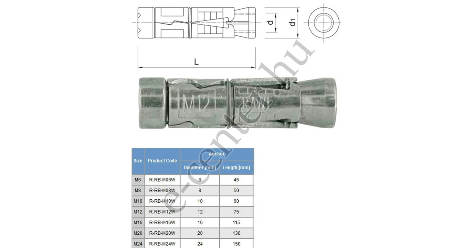 Fémtipli temperdübel Shield Anchor RAWL M10