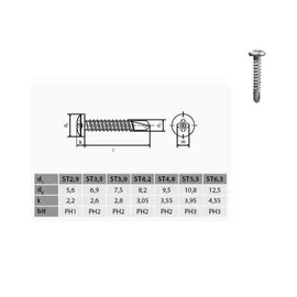 D fejű önfúró lemezcsavar 5,5x25