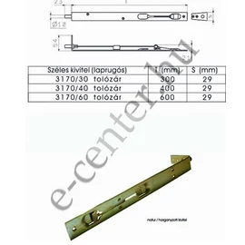 Zár átvetős fához 3170/60 duplaajtó tolózár