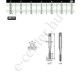 Gépi menetfúró HSS eh M10x1,5 normál DIN 371 B