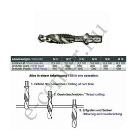 Kombinált gépi menetfúró M10 HSS-G Bohrcraft