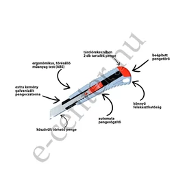 Univerzális kés 18 mm műanyagházas fémbetétes ABS Abraboro