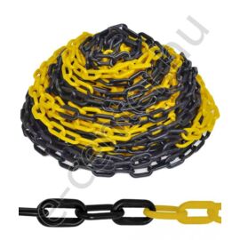 Sárga-fekete műanyag lánc, kordonlánc