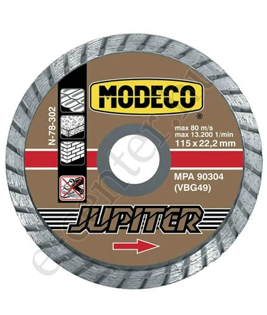 Gyémánttárcsa 115mm Modeco Jupiter turbo vágóéllel 115X22