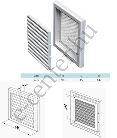 VENTS MV 120 S Szellőzőrács, szúnyoghálós