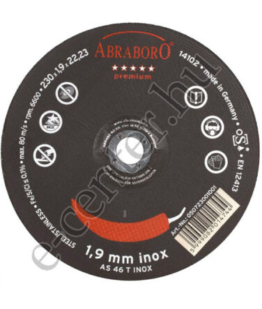 Vágótárcsa 230X1,9X22 Inox Premium black domborított Abraboro