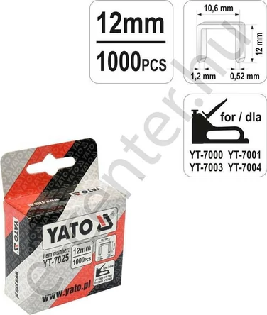 Tűzőgépkapocs Yato 10,6x1,2 12mm 1000db/doboz