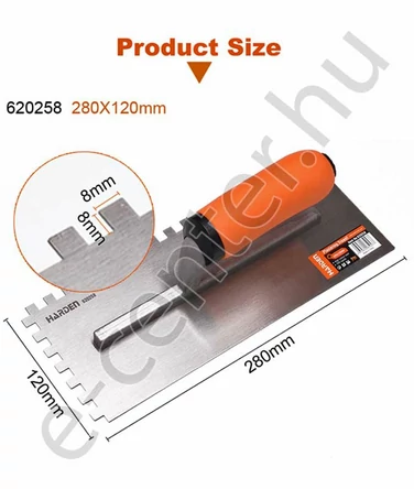 Rozsdamentes glettvas, fogazott 8x8, Harden 620258