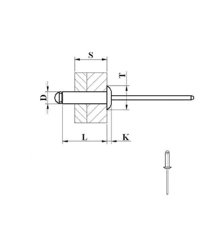 IIT 4810 inox-inox nyitott félgömfejű húzószegecs