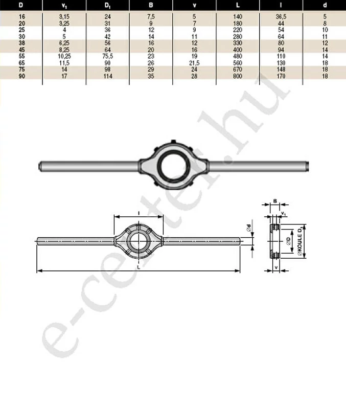 Menetmetsző hajtóvas 55mm cseh M22-M24