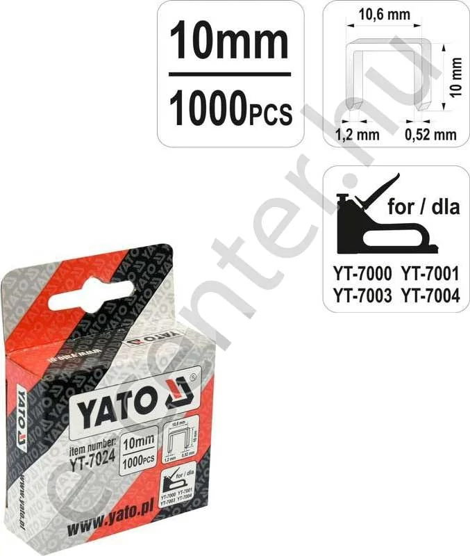 Tűzőgépkapocs Yato 7024 10,6x1,2 10 mm 1000 db