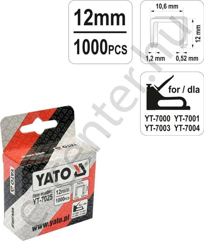 Tűzőgépkapocs Yato 7025 10,6x1,2 12 mm 1000 db