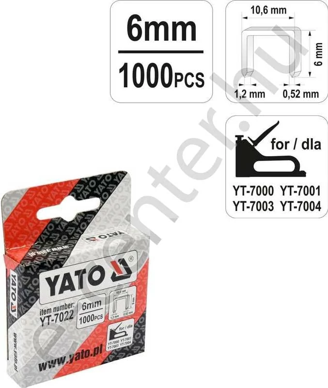 Tűzőgépkapocs Yato 7022 10,6x1,2 6 mm 1000 db