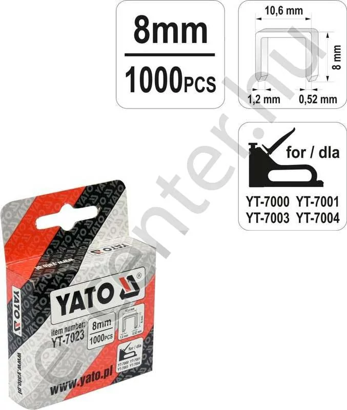 Tűzőgépkapocs Yato 7023 10,6x1,2 8 mm 1000 db