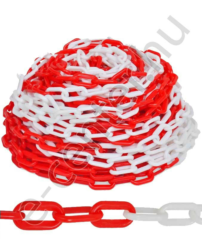 Műanyag lánc piros-fehér 10 m-es csomag