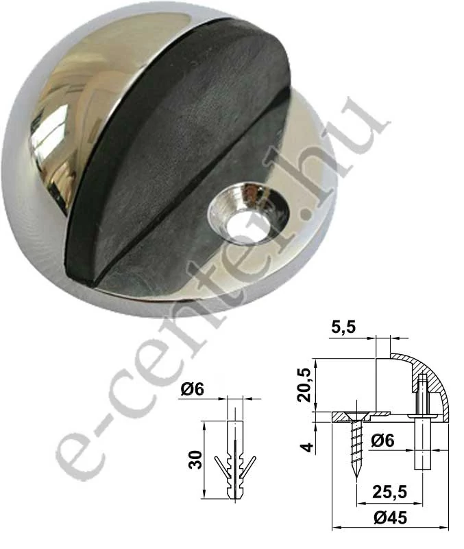 Ajtóütköző félgömb mod100 króm 4671