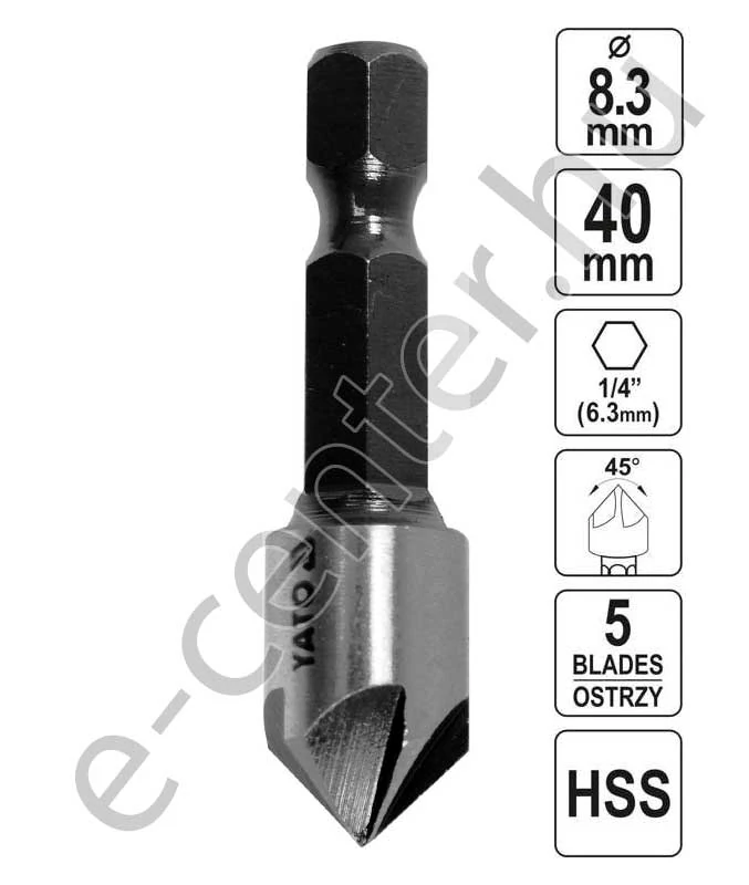 Kúpos süllyesztő 8,3 mm, HSS,  Bit befogás, 44722