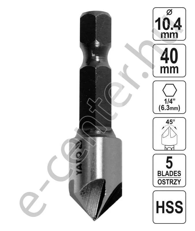 Kúpos süllyesztő 10,4 mm, HSS,  Bit befogás, 44723