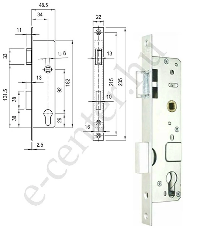 Zár 3397/35/V portálzár 5cm portál balos