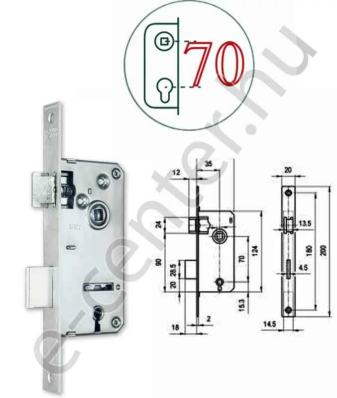 Zár 381 35/70 kulcsos