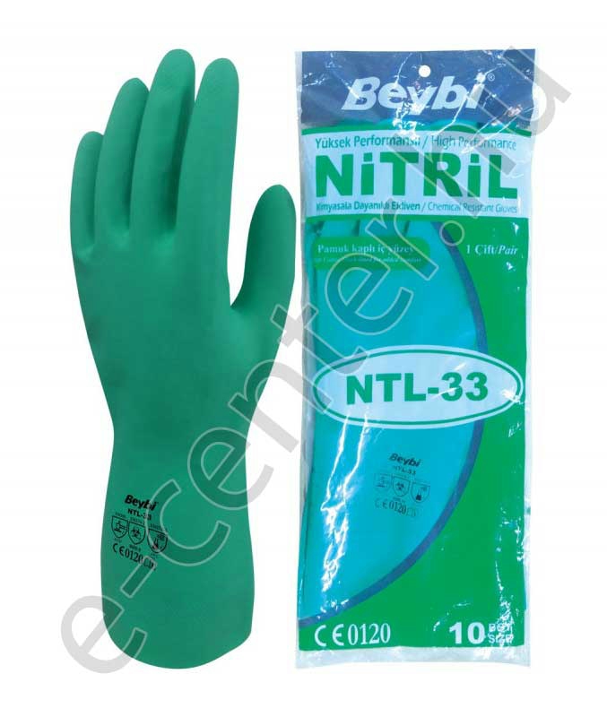 Védőkesztyű nitril, pamut béleléssel NTL-33