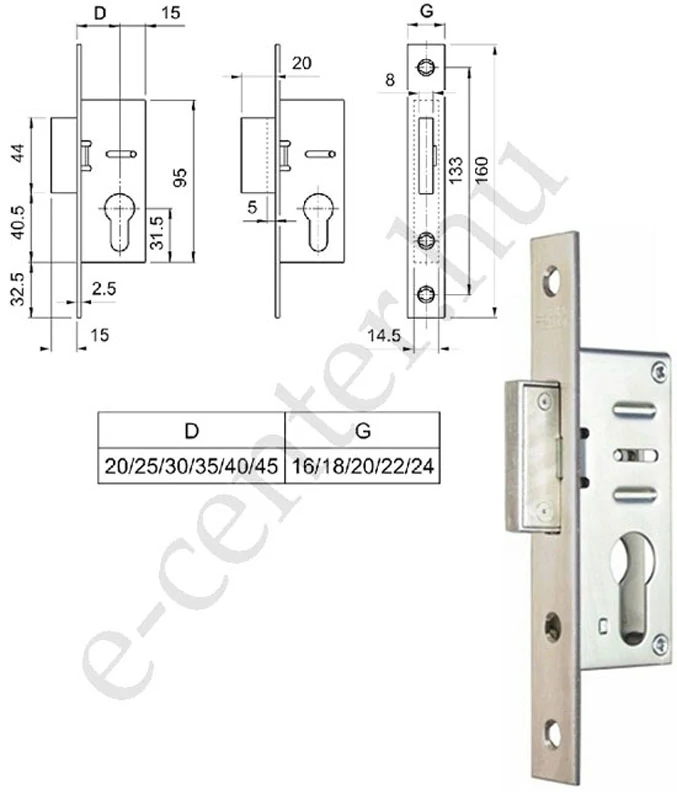 Zár 20/22 reteszzár cilinderes portálzár Europortál
